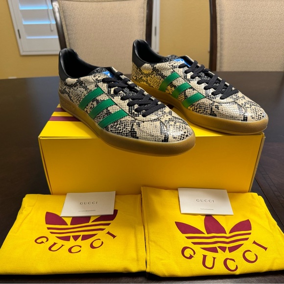 New Gucci x Adidas Gazelle Python Print Leather Sneaker Shoes UK 11.5 / US 12 - Picture 1 of 16